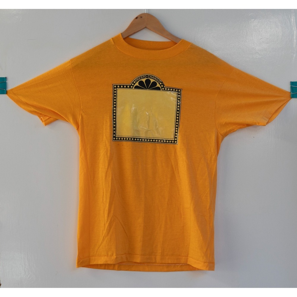 Vintage 70s / 80s Hanes Single Stitch Presto Chango T-Shirt Yellow Men's Size M - Picture 1 of 11